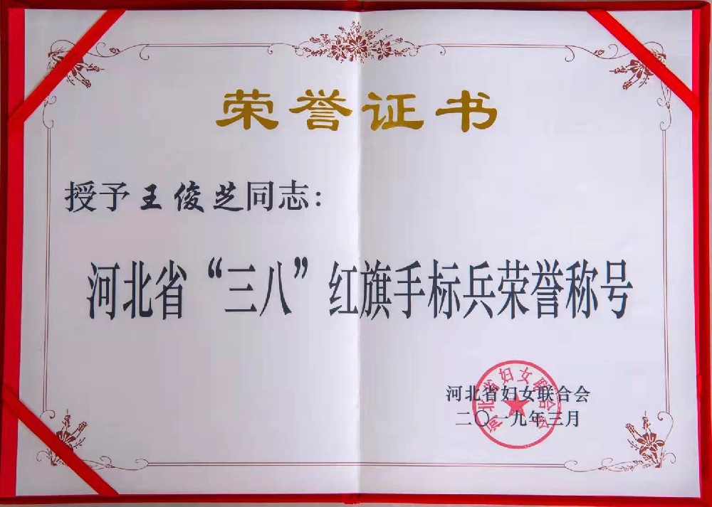 河北省“三八”紅旗手標(biāo)兵榮譽(yù)稱號(hào)